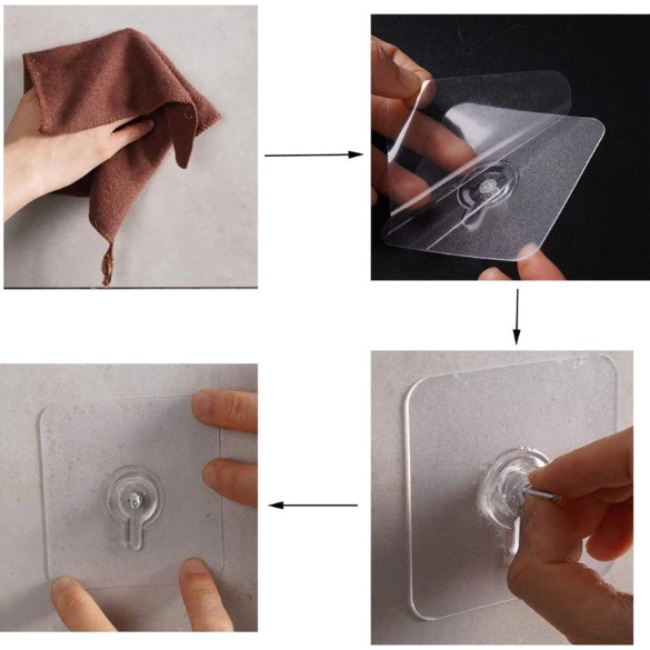 Kit 4, 10 ou 20 Ganchos Adesivos Reutilizáveis: Organize e Decore Sem Furos!