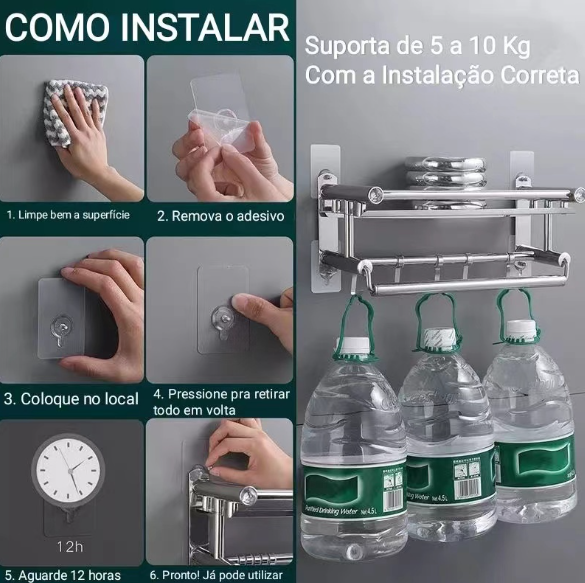 Kit 4, 10 ou 20 Ganchos Adesivos Reutilizáveis: Organize e Decore Sem Furos!