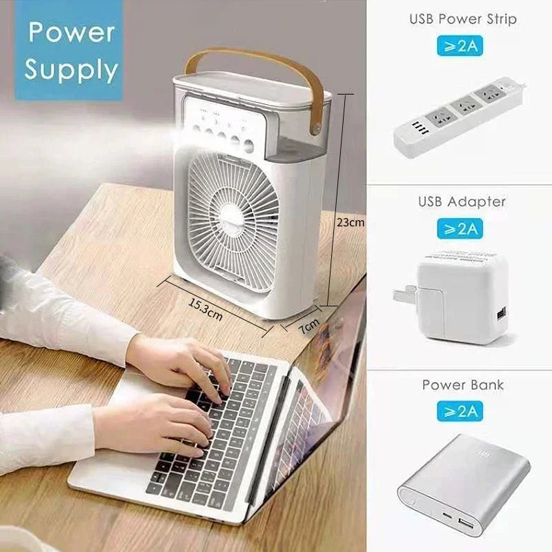 Transforme Seu Ambiente: Mini Ar Condicionado 4 em 1 com USB, LED e Design Compacto para Quarto, Sala e Escritório!