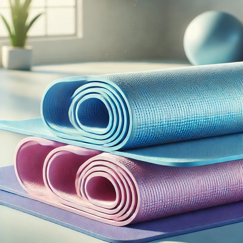 Kit 2 Tapetes Colchonetes (Yoga, Pilates, Fitness) Cores (Azul, Preto, Rosa) Leve, Macio e Flexível.