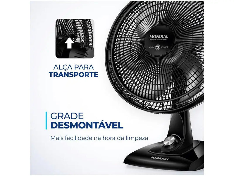 Ventilador de Mesa Mondial - VSP40 - B2 - 40cm - 3 velocidades - Preto