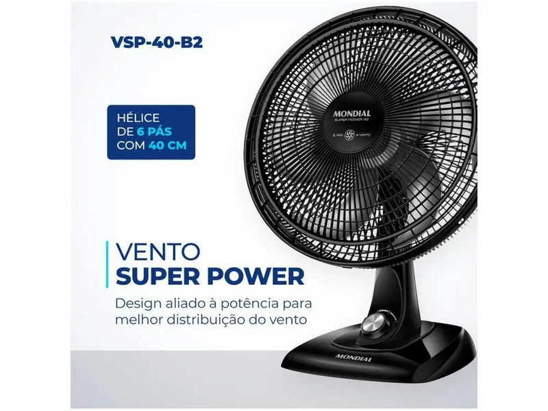 Ventilador de Mesa Mondial - VSP40 - B2 - 40cm - 3 velocidades - Preto